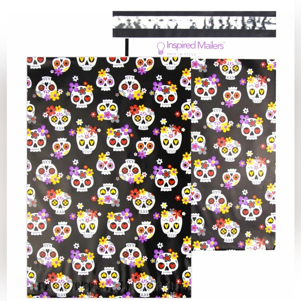 👻 20pk Sugar Skulls 10x13 Poly Mailers